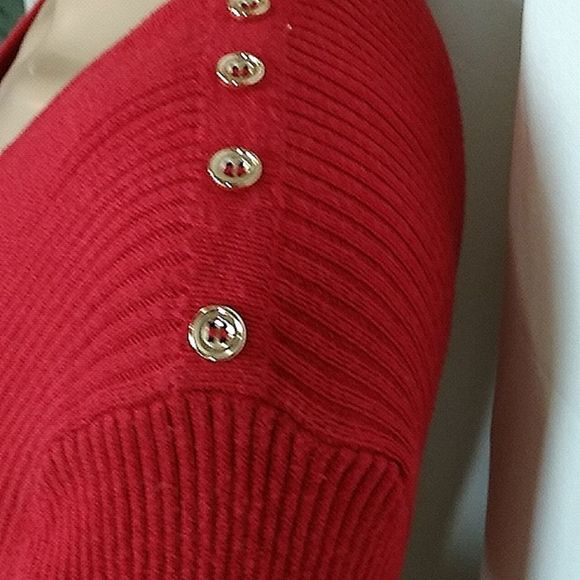 Liz Claiborne red/black XL red & black w/brass buttons on left shoulder - Picture 4 of 7